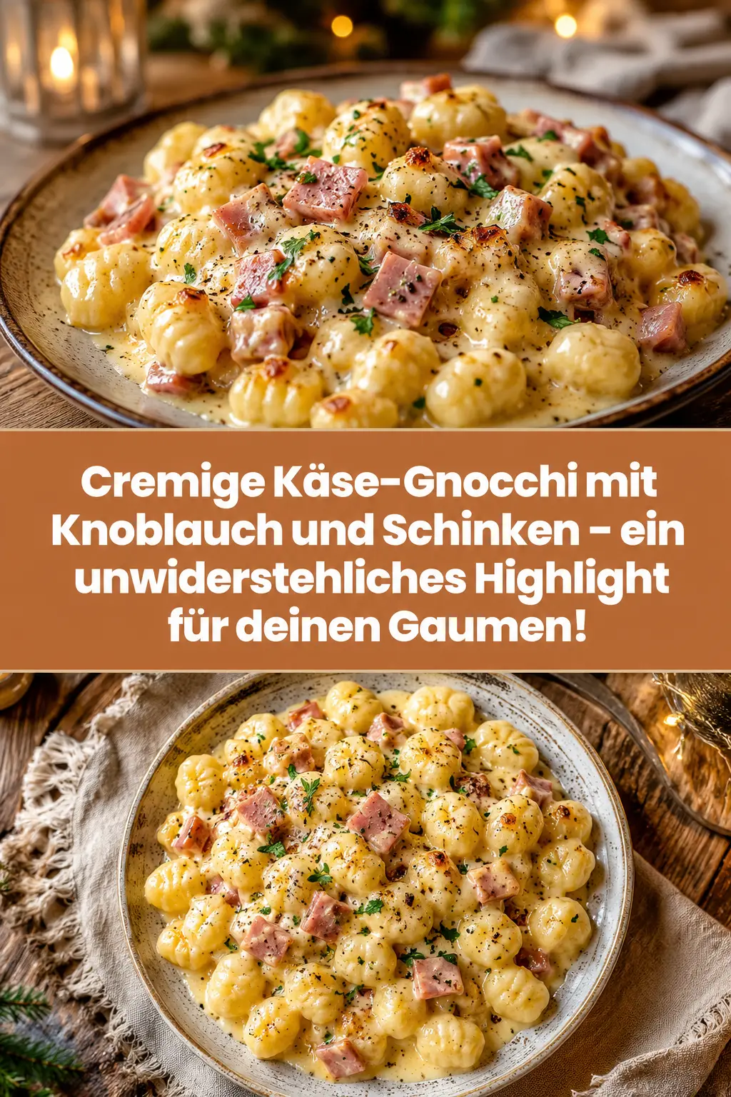 Cremige Käse-Gnocchi mit Knoblauch und Schinken – ein unwiderstehliches Highlight für deinen Gaumen!