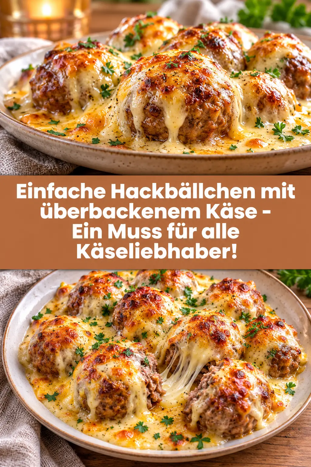 Einfache Hackbällchen mit überbackenem Käse - Ein Muss für alle Käseliebhaber!
