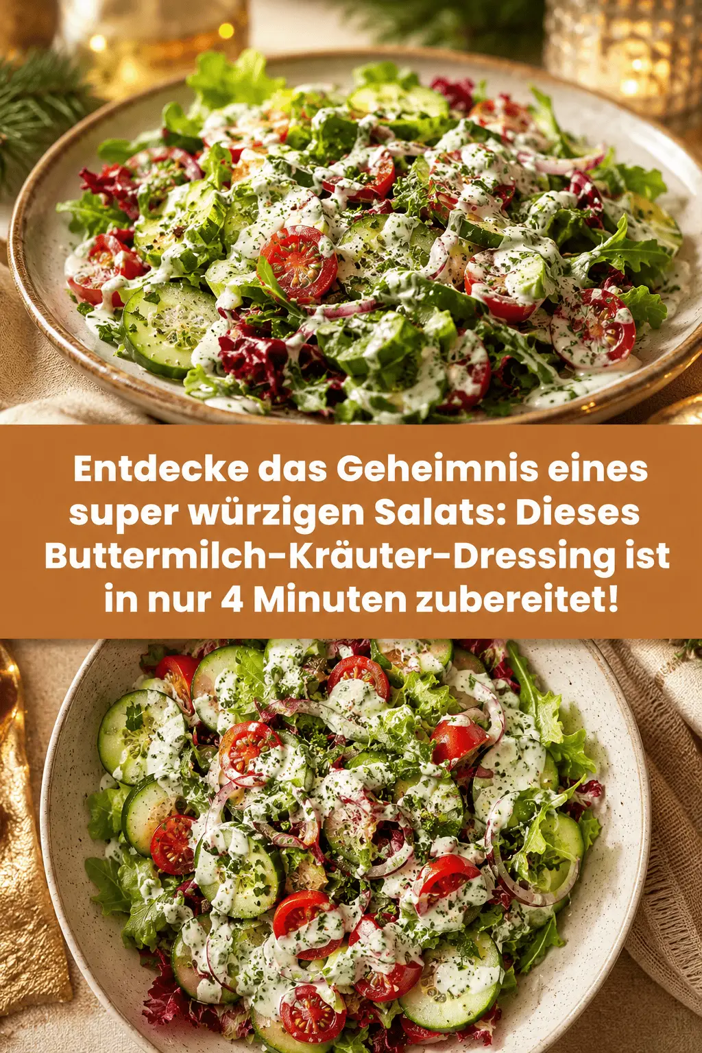 Entdecke das Geheimnis eines super würzigen Salats: Dieses Buttermilch-Kräuter-Dressing ist in nur 4 Minuten zubereitet!