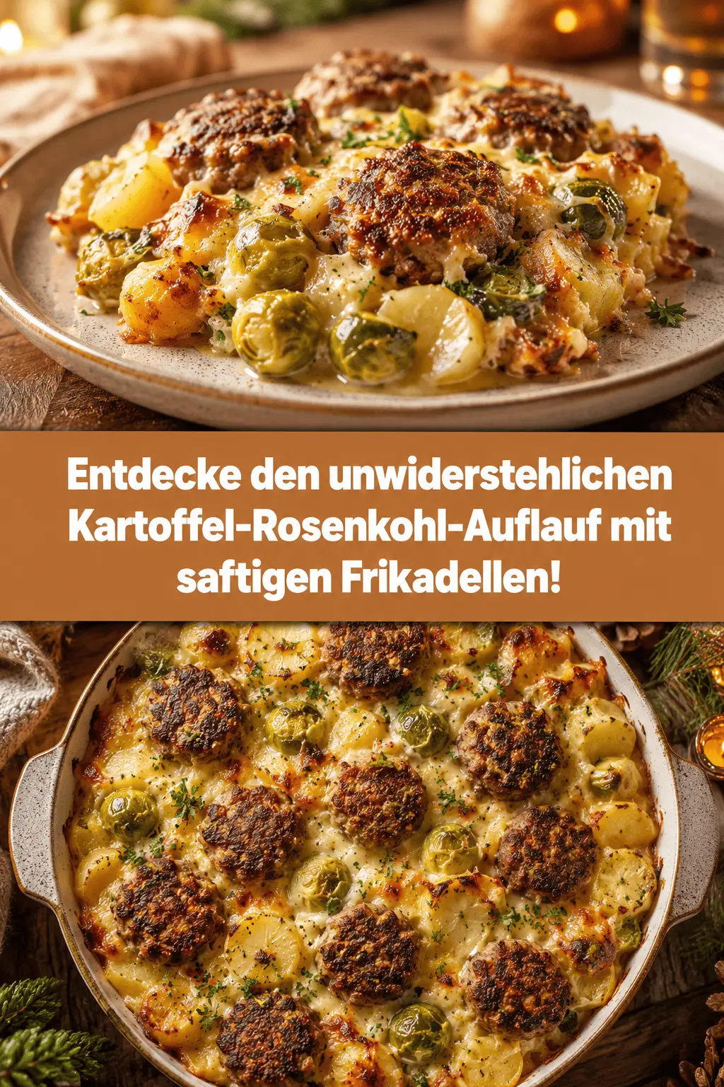 Entdecke den unwiderstehlichen Kartoffel-Rosenkohl-Auflauf mit saftigen Frikadellen!