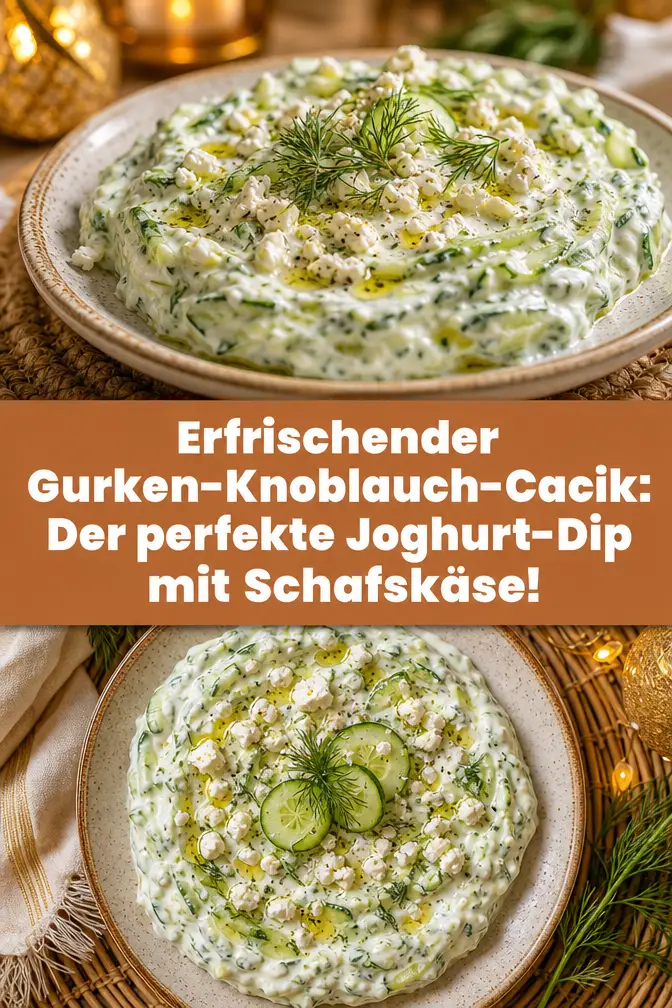 Erfrischender Gurken-Knoblauch-Cacik: Der perfekte Joghurt-Dip mit Schafskäse!