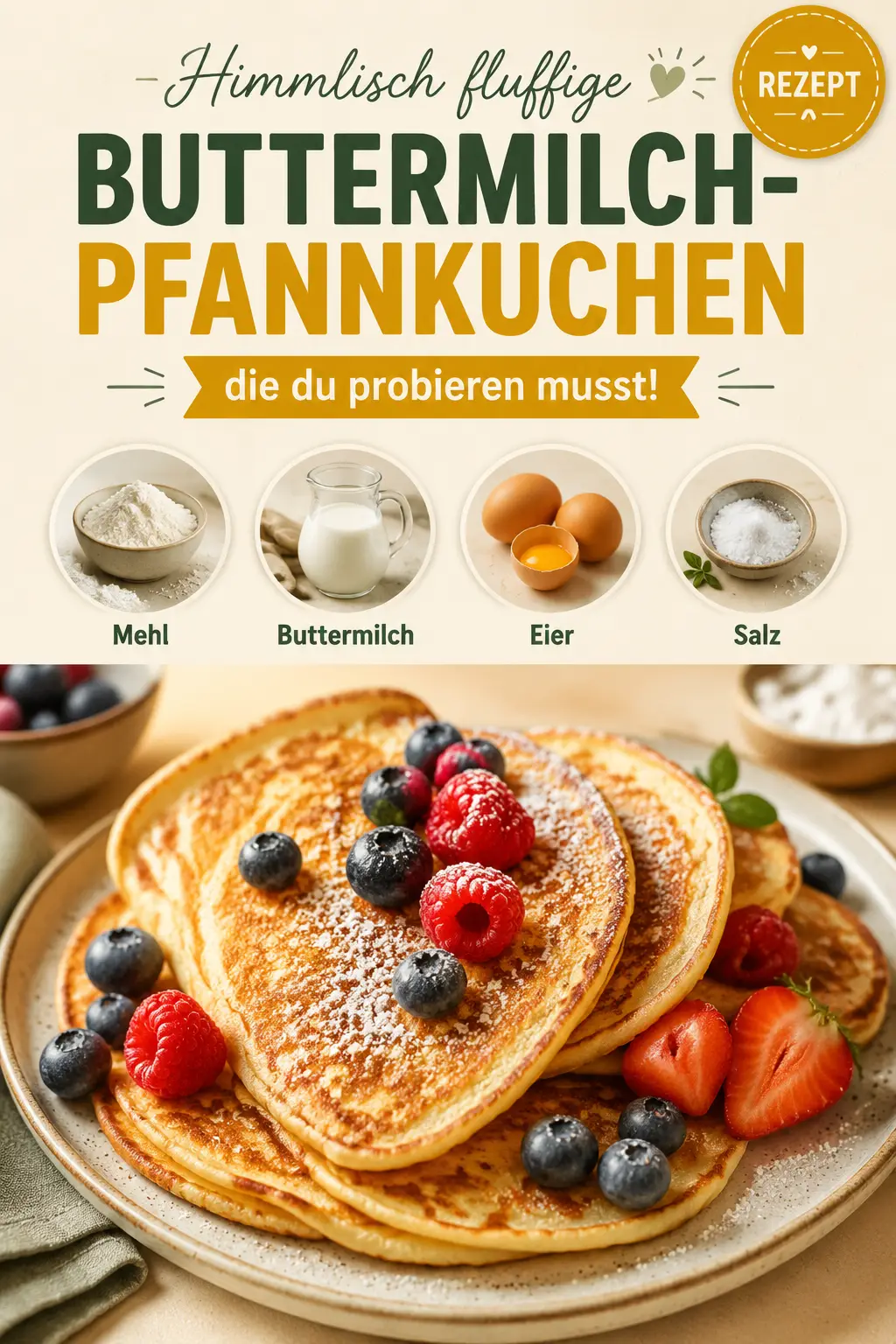 Himmlisch fluffige Buttermilch-Pfannkuchen, die du probieren musst!