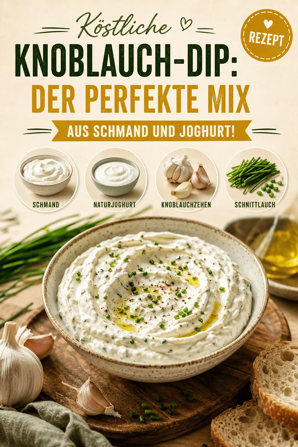 Köstliche Knoblauch-Dip: Der perfekte Mix aus Schmand und Joghurt!
