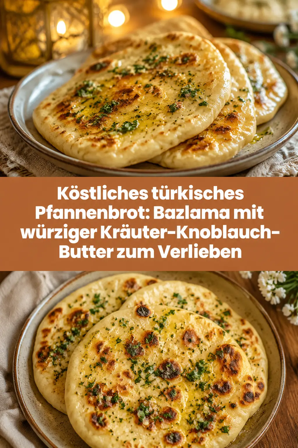 Köstliches türkisches Pfannenbrot: Bazlama mit würziger Kräuter-Knoblauch-Butter zum Verlieben