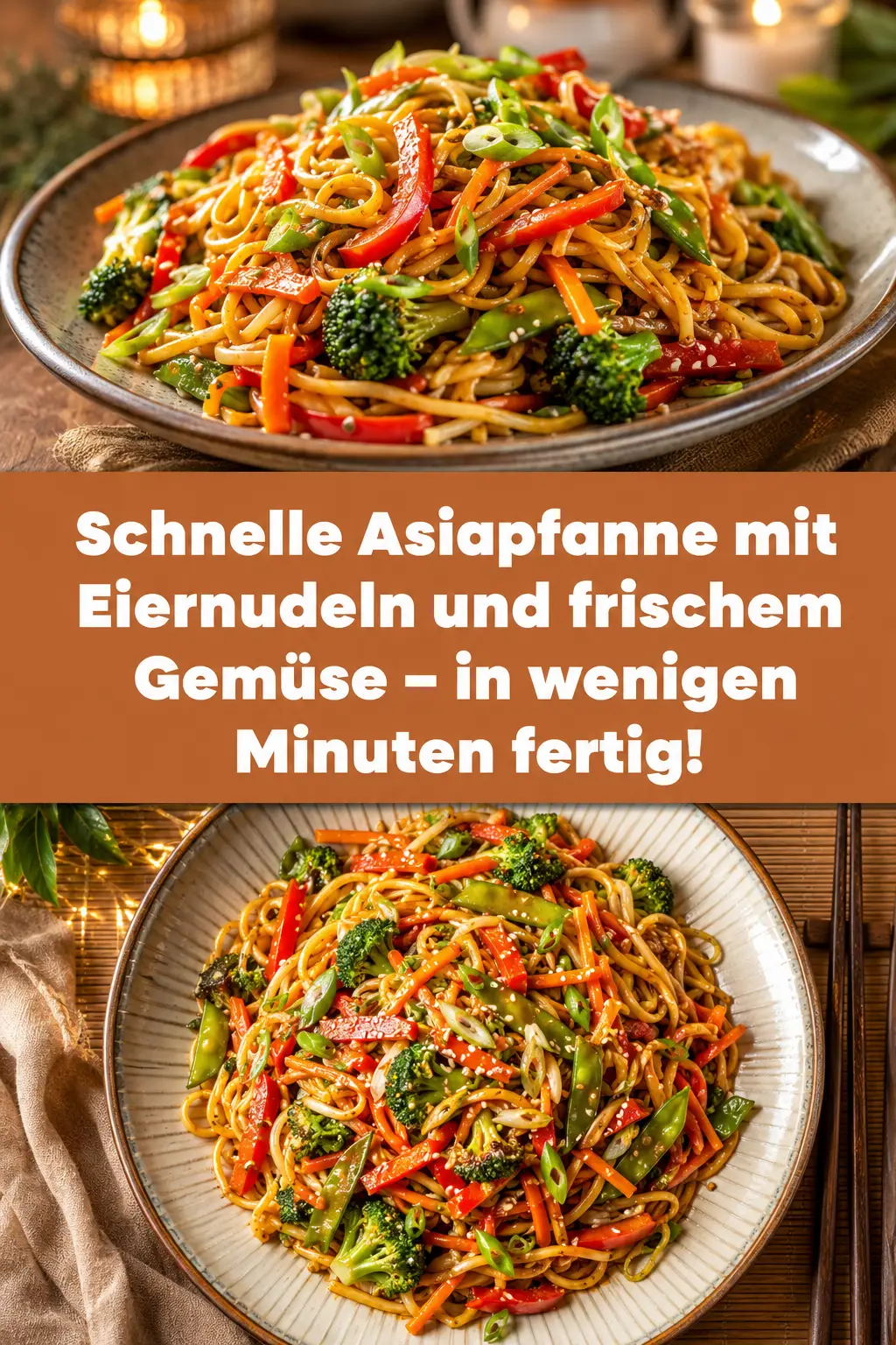 Schnelle Asiapfanne mit Eiernudeln und frischem Gemüse – in wenigen Minuten fertig!