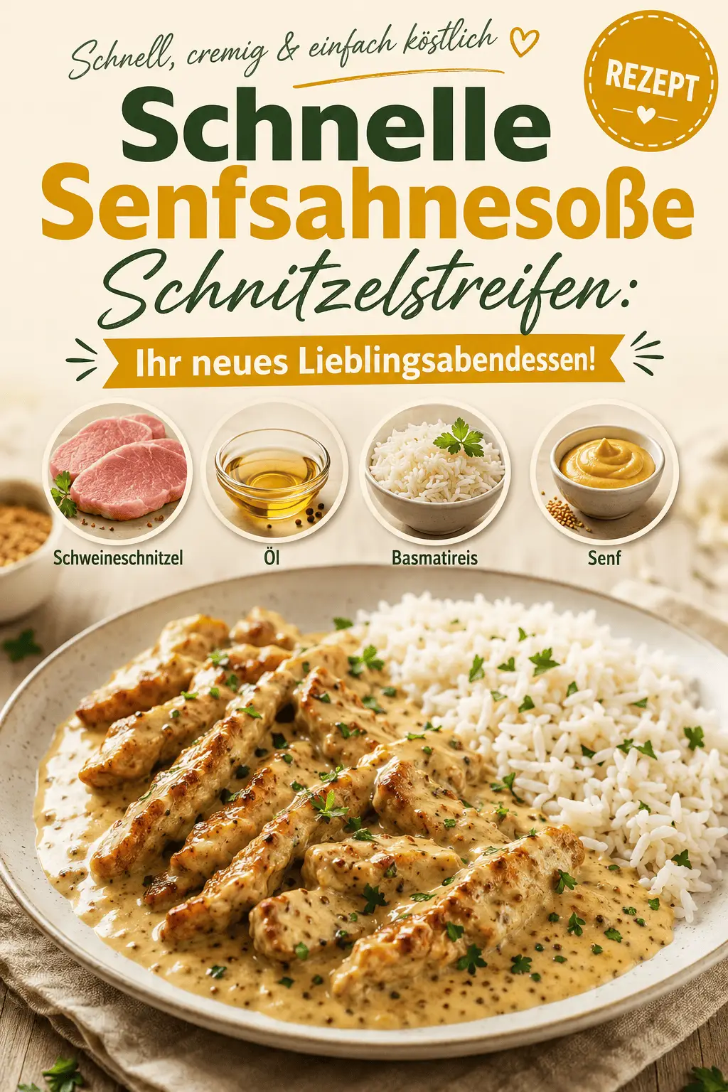 Schnelle Senfsahnesoße Schnitzelstreifen: Ihr neues Lieblingsabendessen!