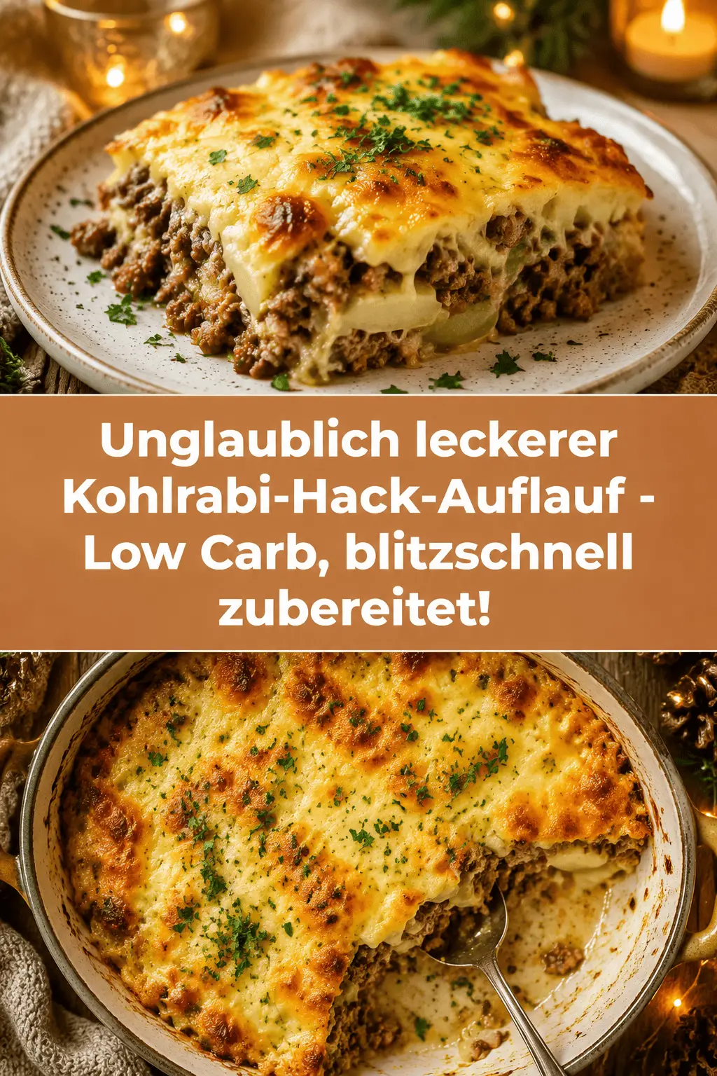 Unglaublich leckerer Kohlrabi-Hack-Auflauf - Low Carb, blitzschnell zubereitet!