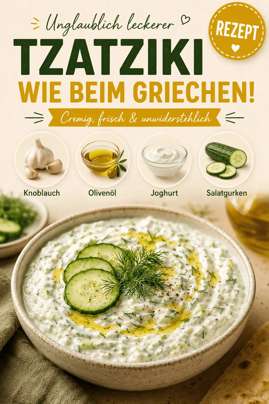 Unglaublich leckerer Tzatziki – Wie beim Griechen!