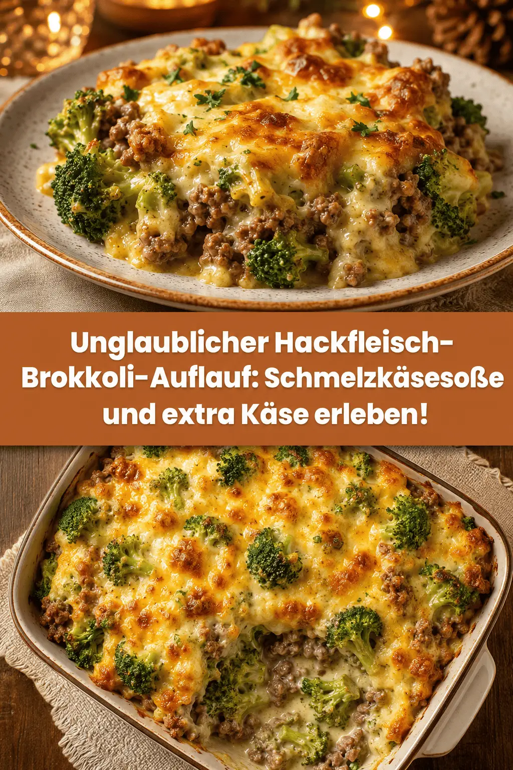 Unglaublicher Hackfleisch-Brokkoli-Auflauf: Schmelzkäsesoße und extra Käse erleben!