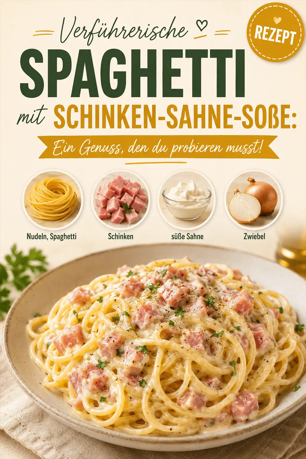 Verführerische Spaghetti mit Schinken-Sahne-Soße: Ein Genuss, den du probieren musst!