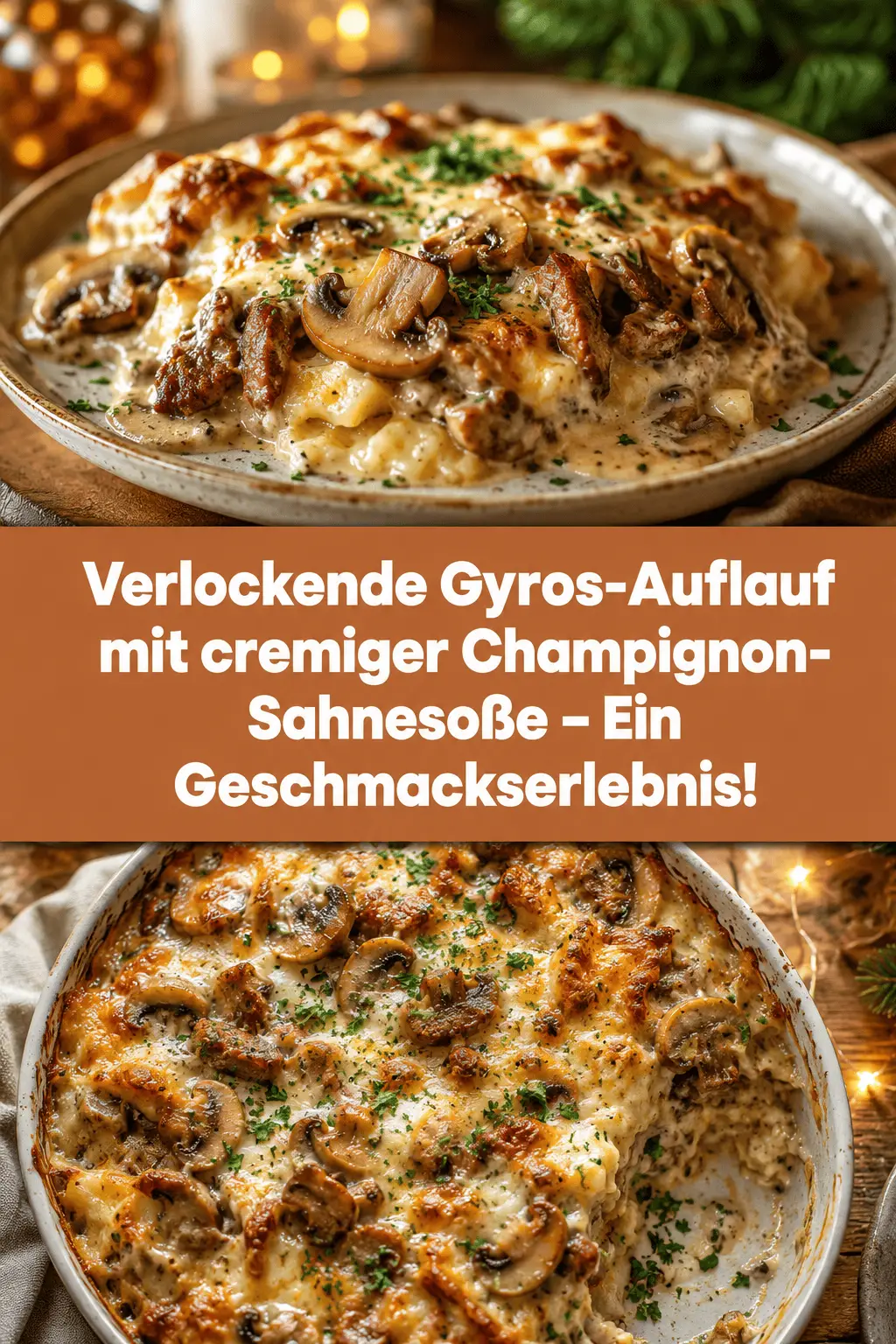 Verlockende Gyros-Auflauf mit cremiger Champignon-Sahnesoße – Ein Geschmackserlebnis!