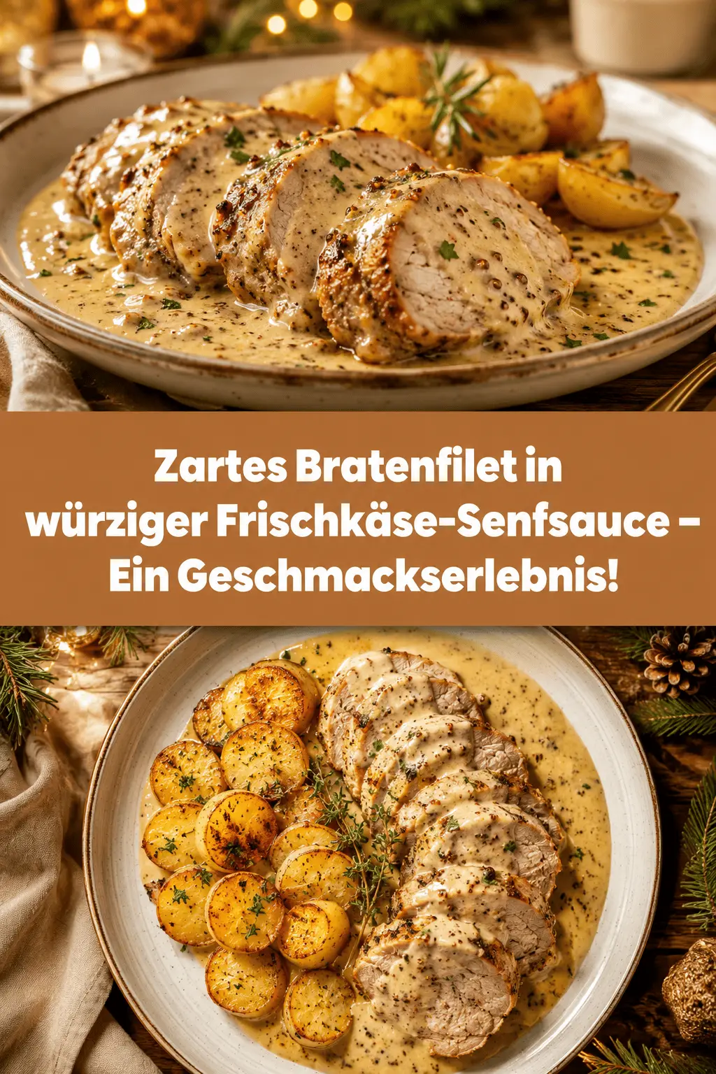 Zartes Bratenfilet in würziger Frischkäse-Senfsauce – Ein Geschmackserlebnis!