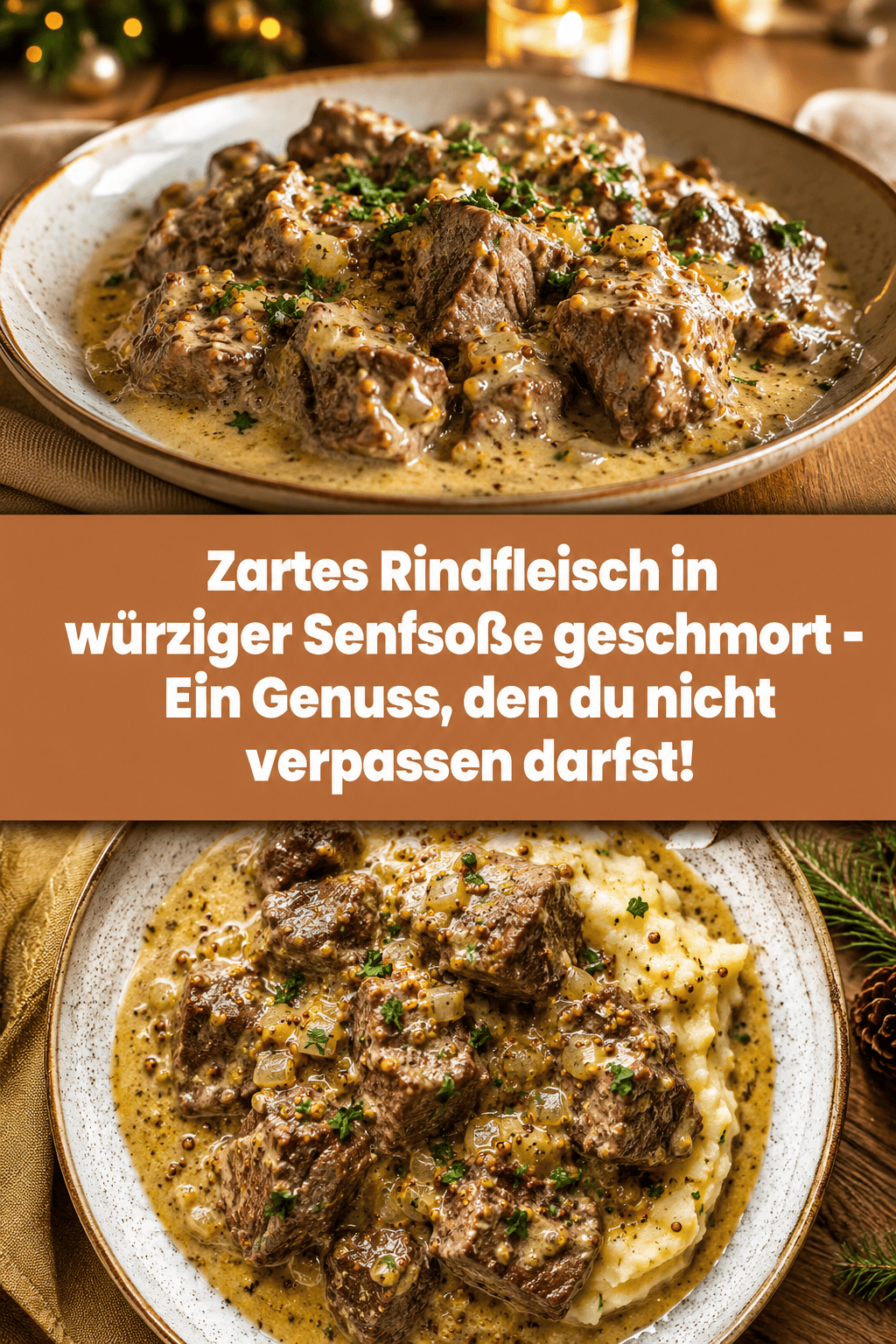 Zartes Rindfleisch in würziger Senfsoße geschmort - Ein Genuss, den du nicht verpassen darfst!