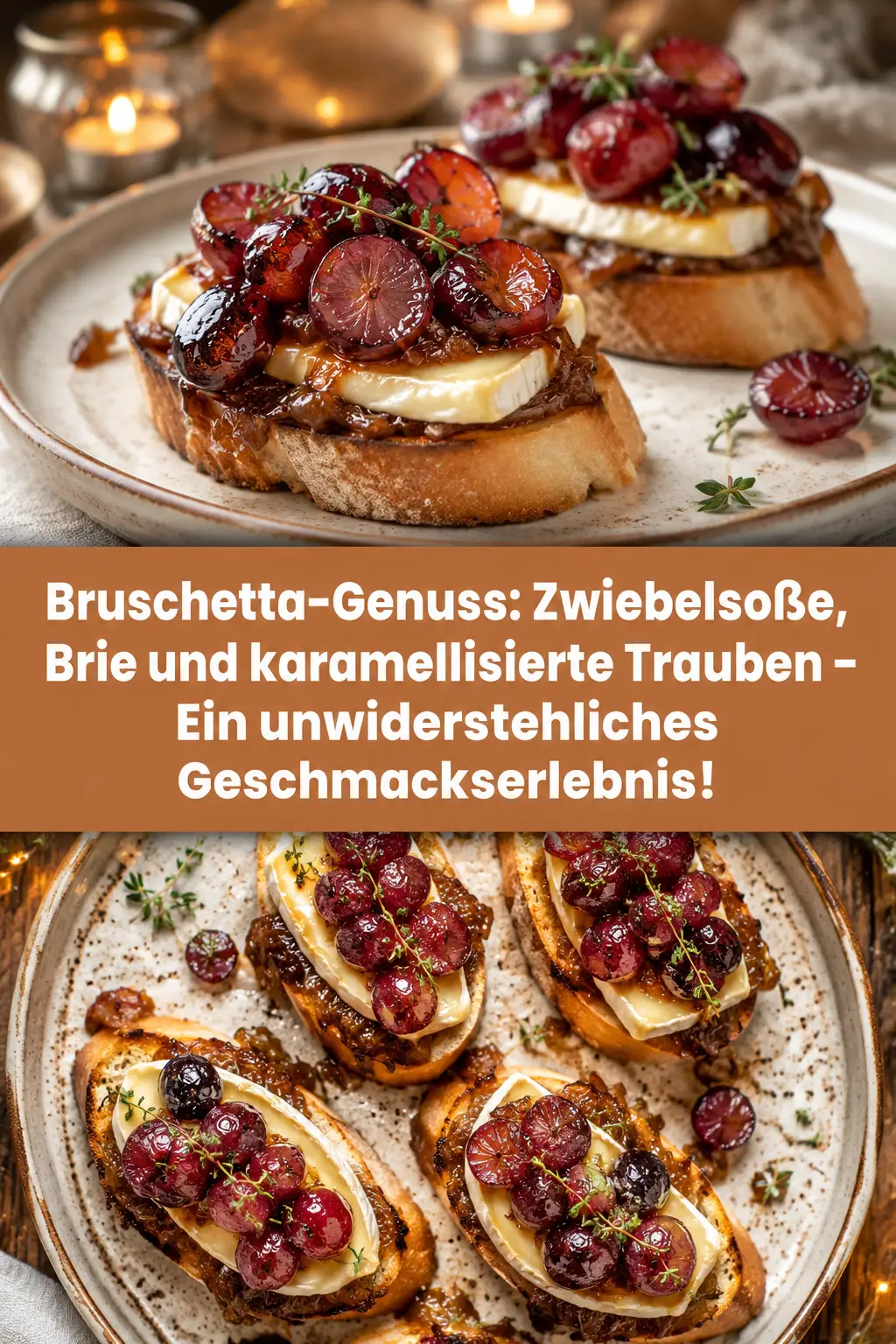 Bruschetta-Genuss: Zwiebelsoße, Brie und karamellisierte Trauben – Ein unwiderstehliches Geschmackserlebnis!