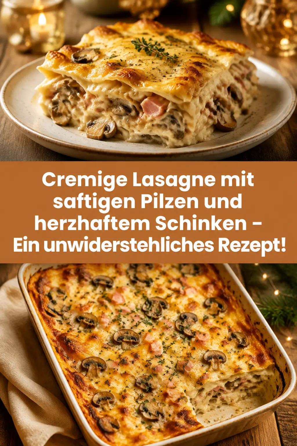 Cremige Lasagne mit saftigen Pilzen und herzhaftem Schinken – Ein unwiderstehliches Rezept!