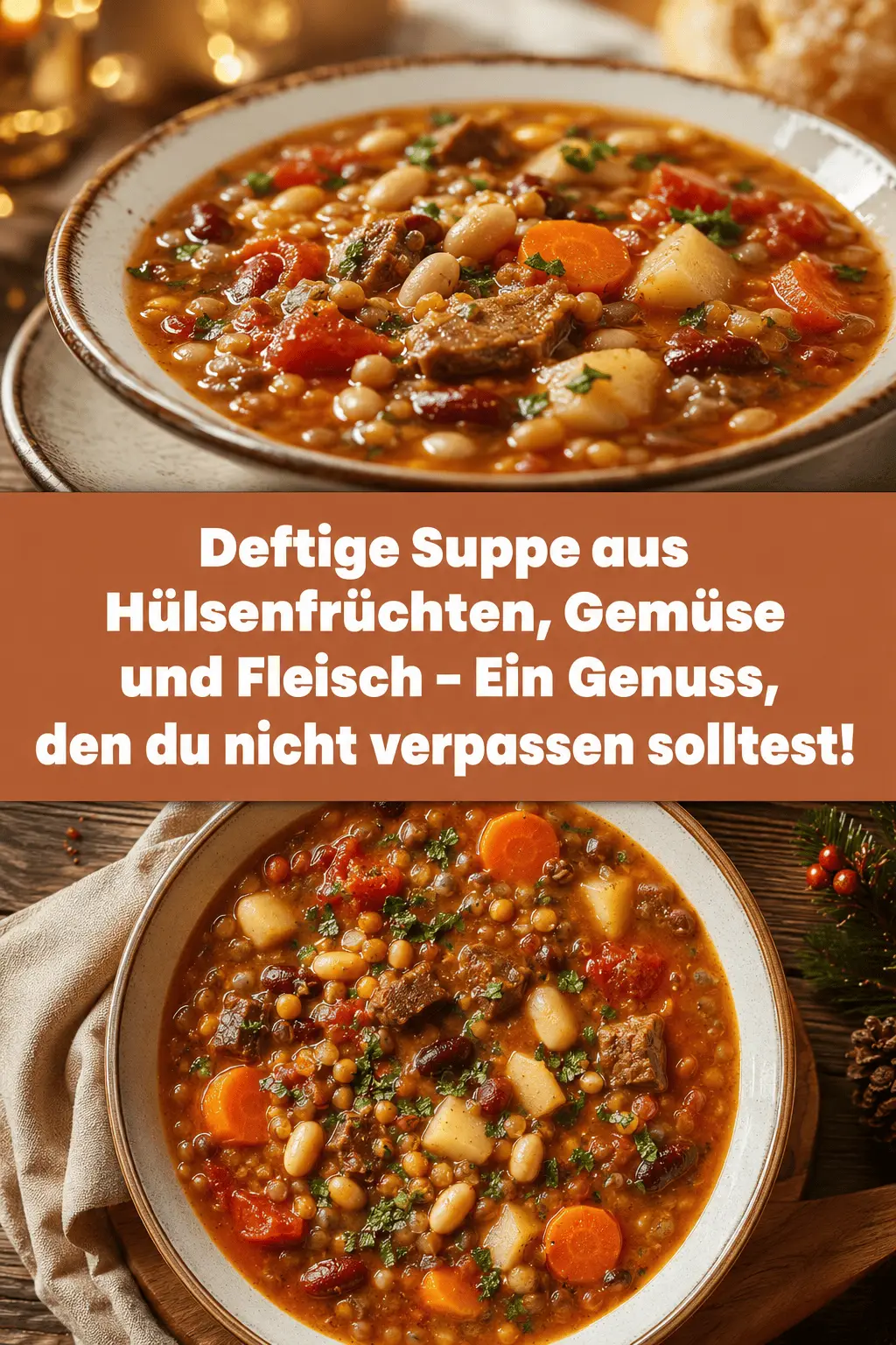 Deftige Suppe aus Hülsenfrüchten, Gemüse und Fleisch – Ein Genuss, den du nicht verpassen solltest!