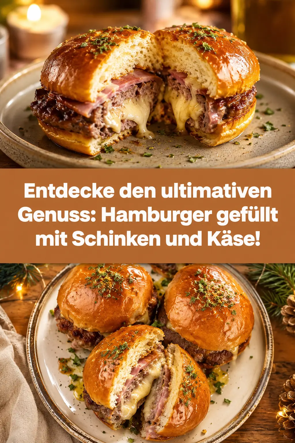 Entdecke den ultimativen Genuss: Hamburger gefüllt mit Schinken und Käse!