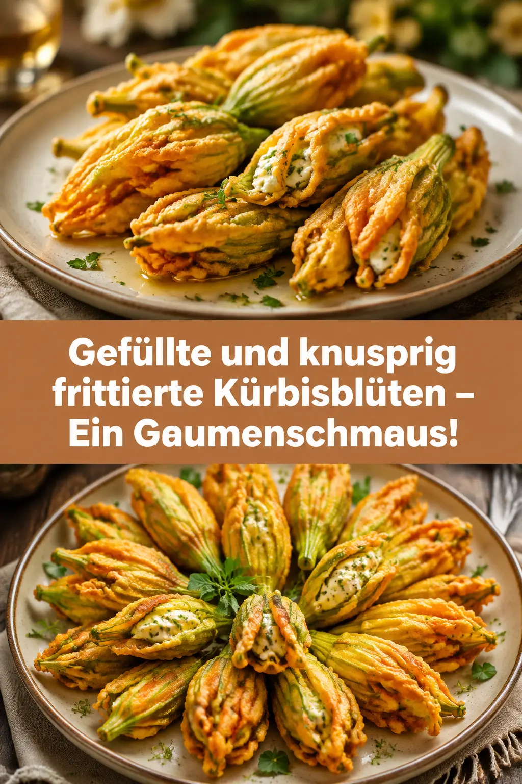 Gefüllte und knusprig frittierte Kürbisblüten – Ein Gaumenschmaus!