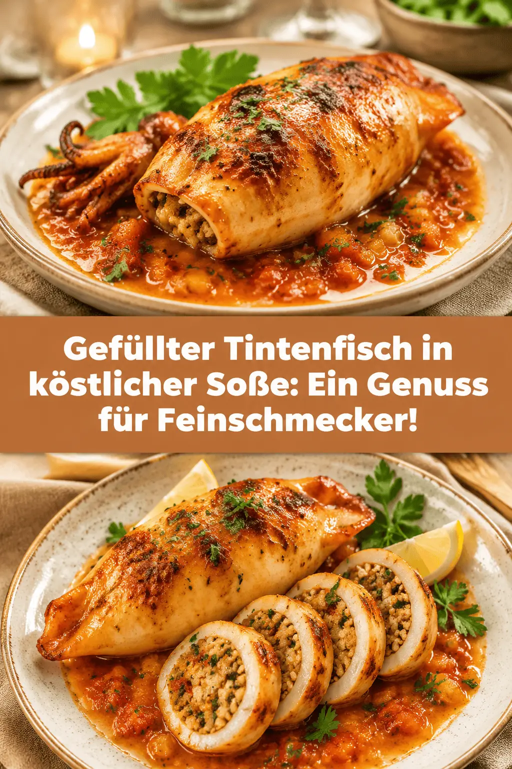 Gefüllter Tintenfisch in köstlicher Soße: Ein Genuss für Feinschmecker!