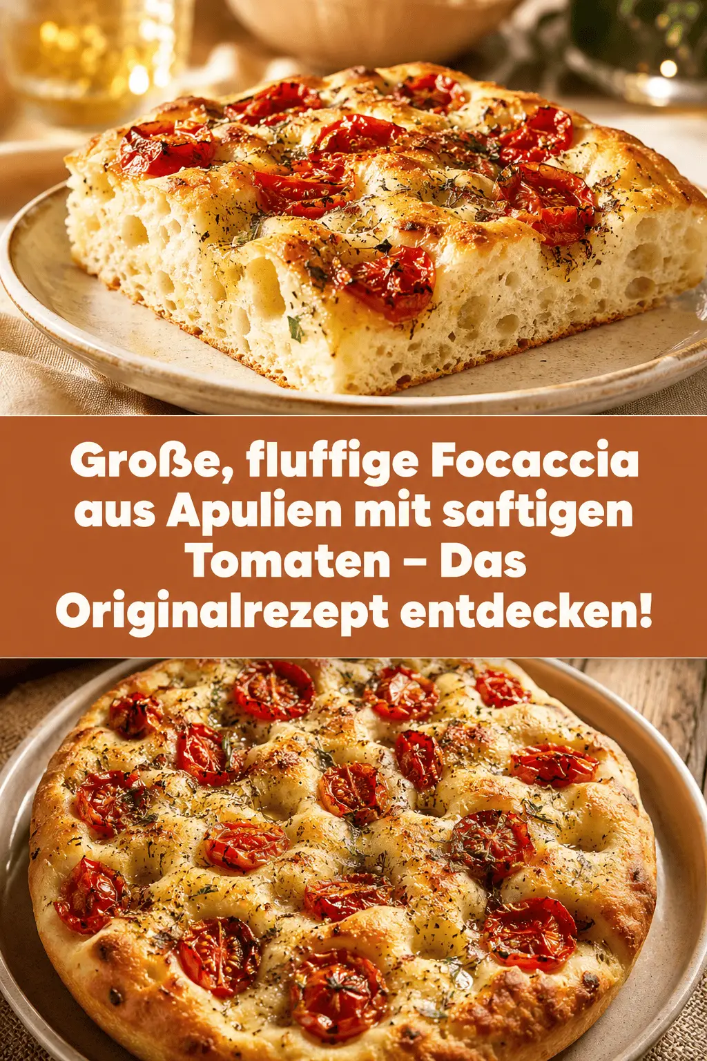 Große, fluffige Focaccia aus Apulien mit saftigen Tomaten – Das Originalrezept entdecken!