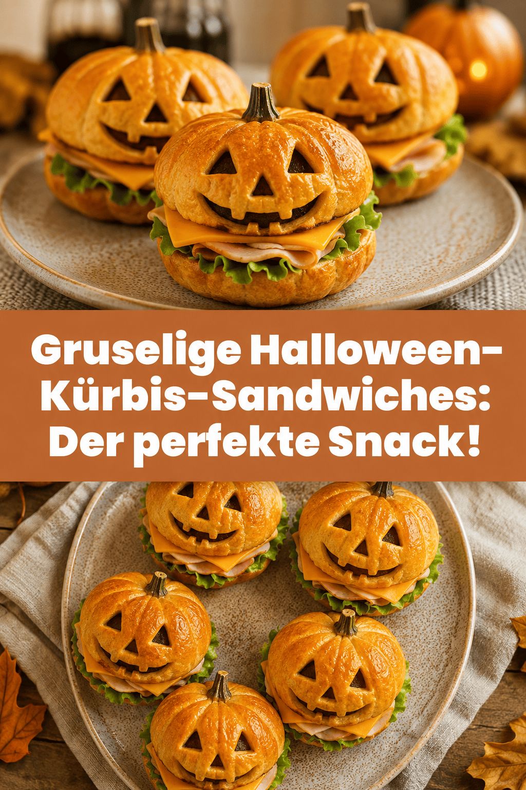 Gruselige Halloween-Kürbis-Sandwiches: Der perfekte Snack!