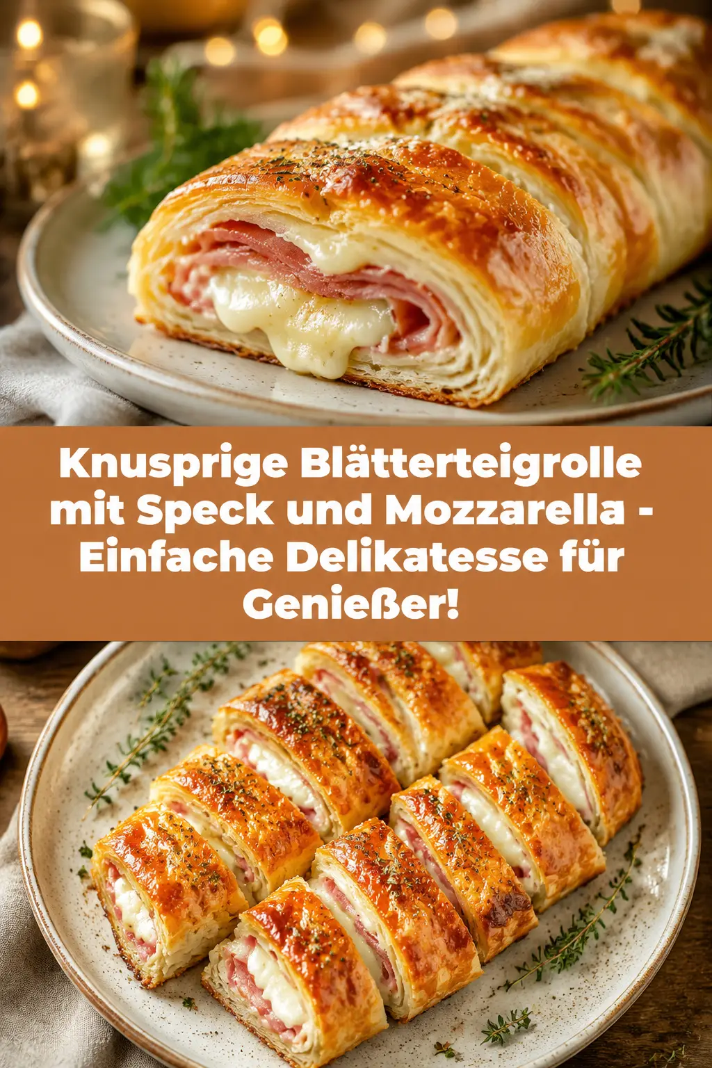 Knusprige Blätterteigrolle mit Speck und Mozzarella - Einfache Delikatesse für Genießer!