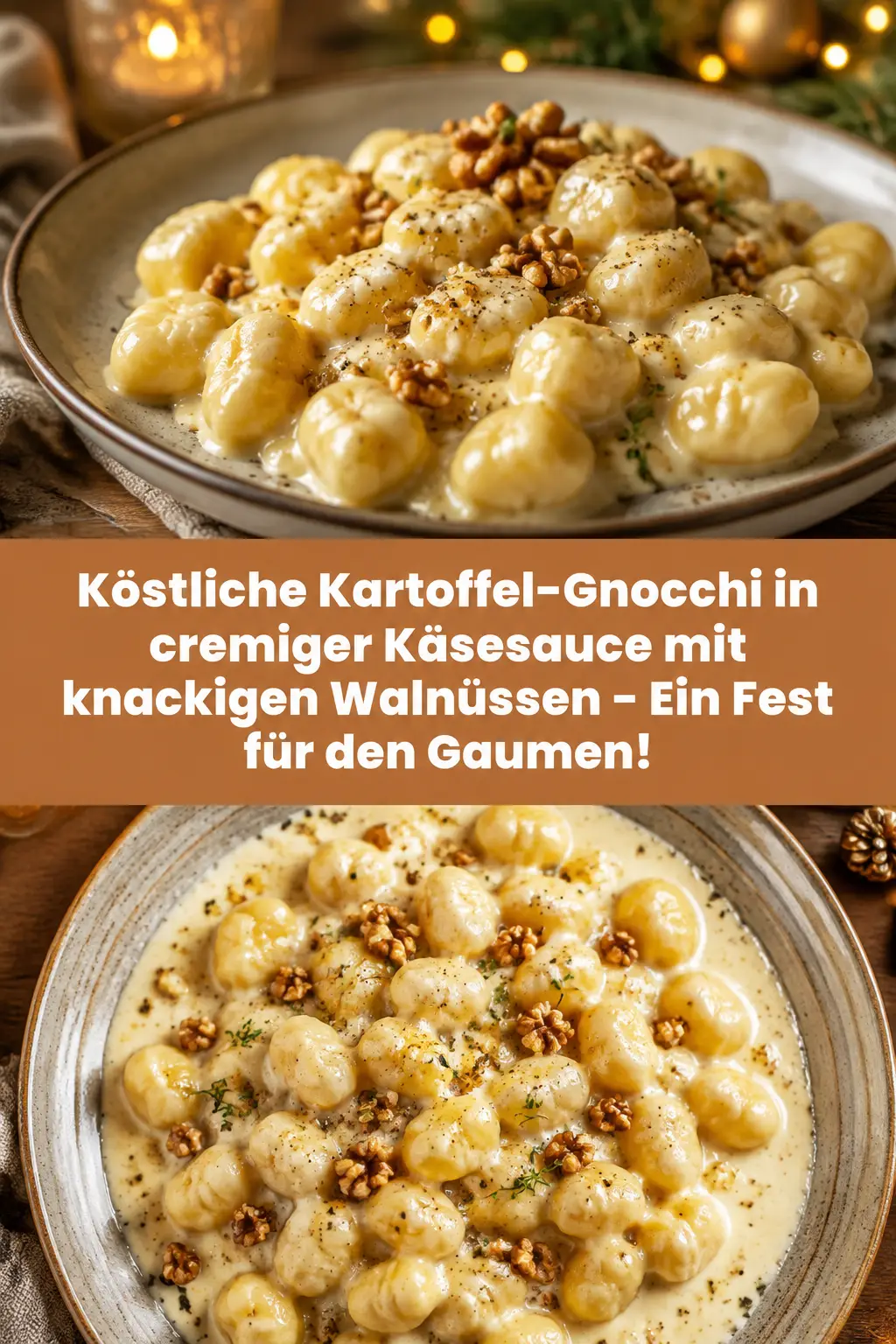 Köstliche Kartoffel-Gnocchi in cremiger Käsesauce mit knackigen Walnüssen – Ein Fest für den Gaumen!