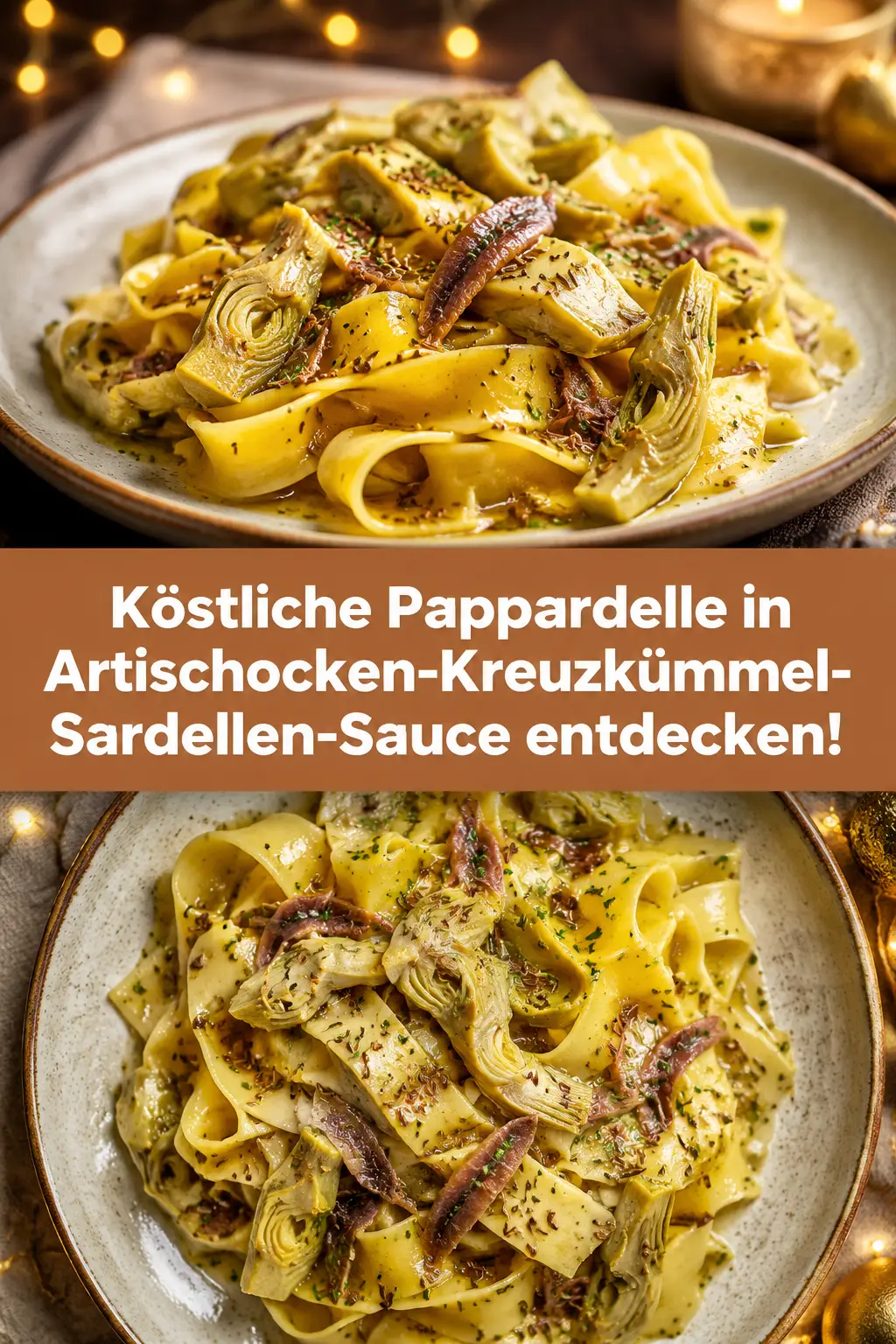 Köstliche Pappardelle in Artischocken-Kreuzkümmel-Sardellen-Sauce entdecken!