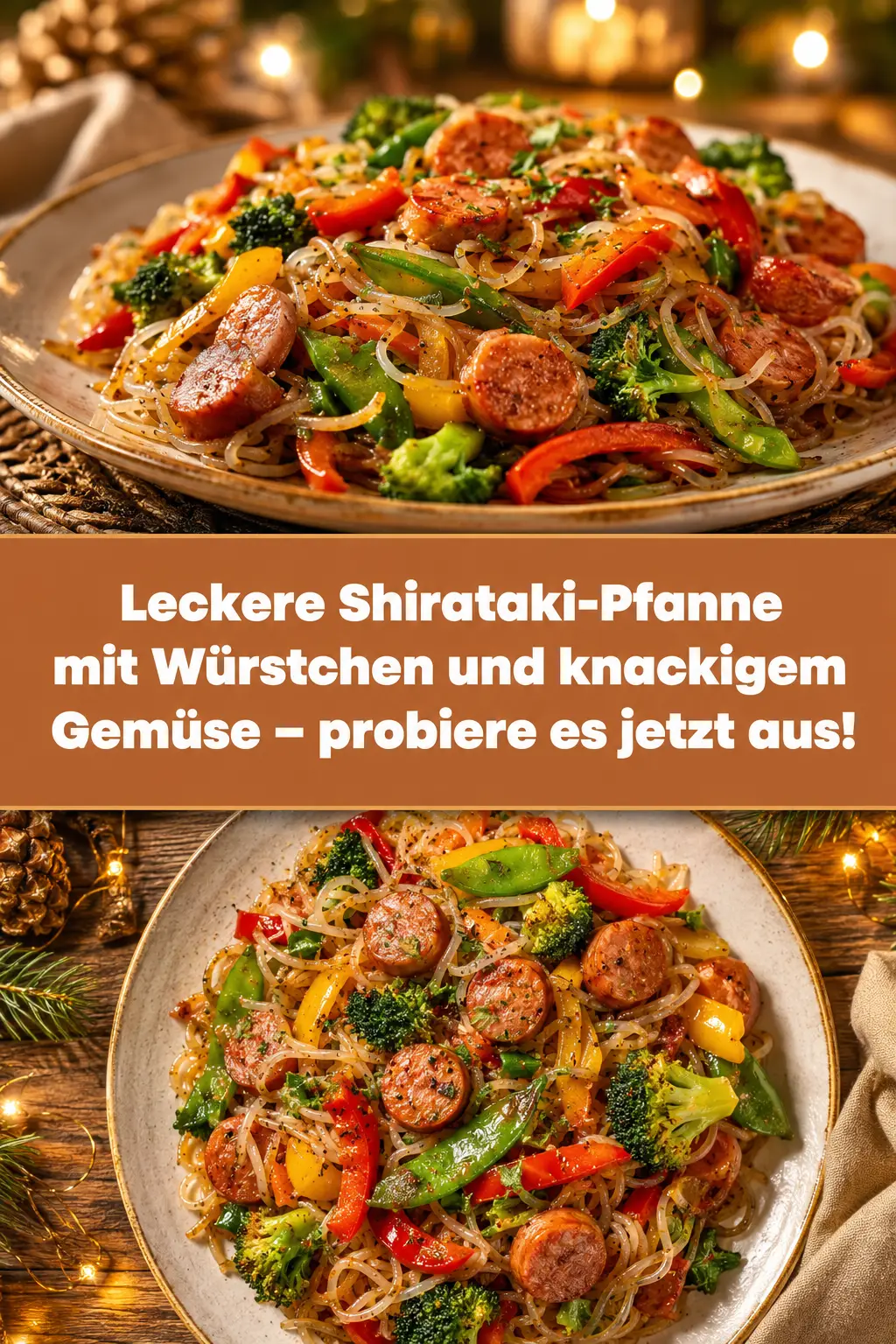 Leckere Shirataki-Pfanne mit Würstchen und knackigem Gemüse – probiere es jetzt aus!