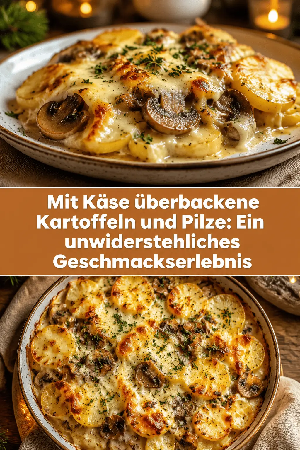 Mit Käse überbackene Kartoffeln und Pilze: Ein unwiderstehliches Geschmackserlebnis