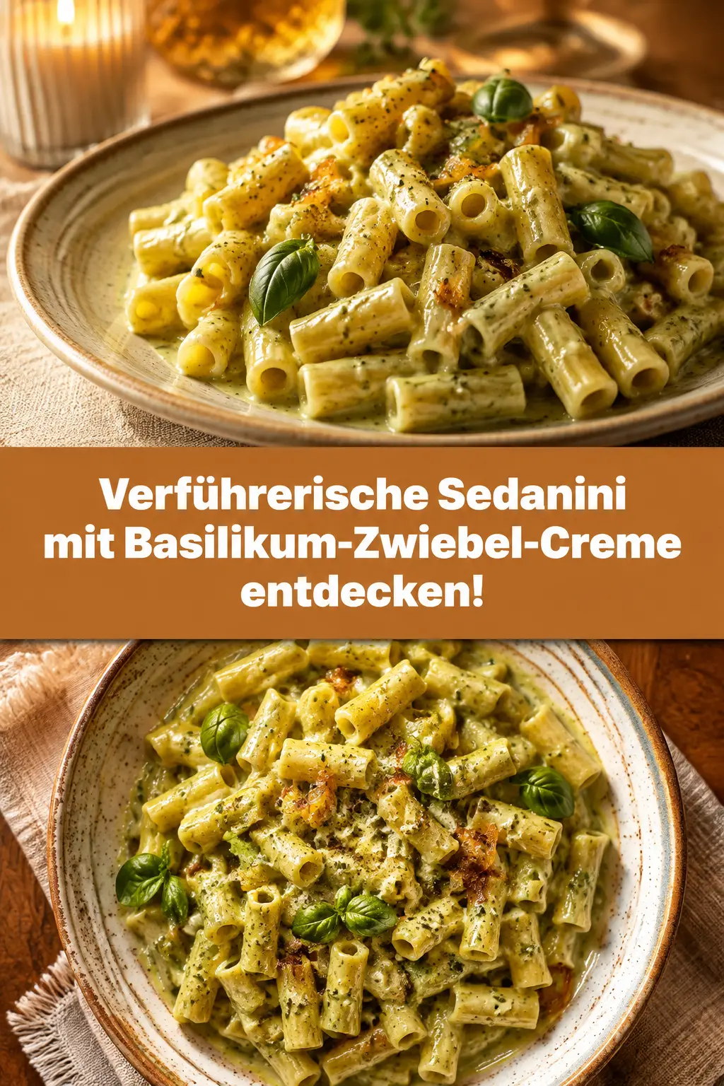 Verführerische Sedanini mit Basilikum-Zwiebel-Creme entdecken!